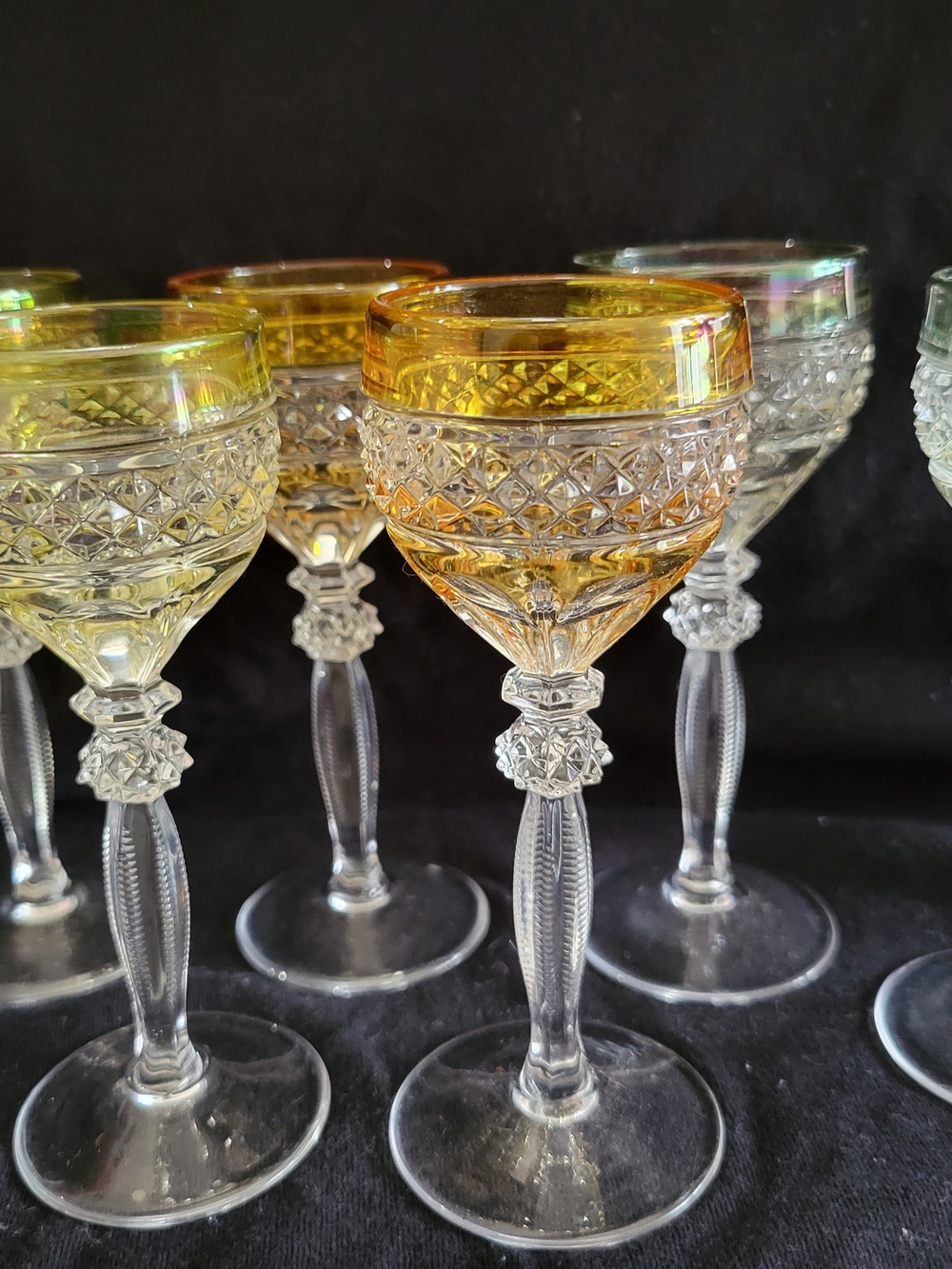 Set of 6 Stemmed 5" Tall Cordial Liqueur Glasses Colored Rim